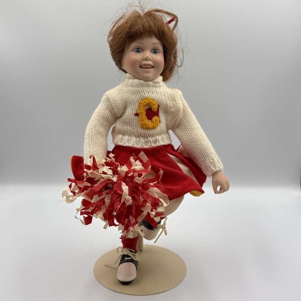 "Kathy" Cheerleader Doll 12" Vintage 1991 Danbury Mint Porcelain Collectible